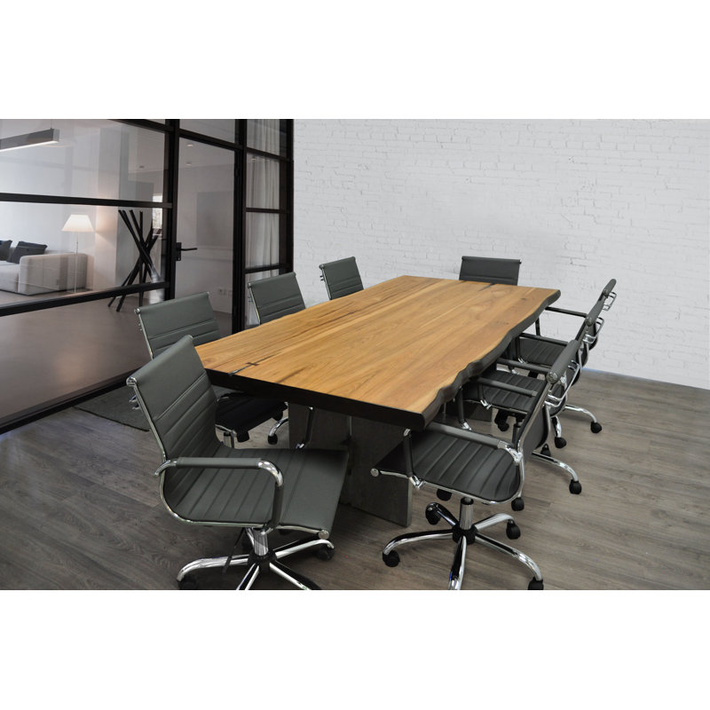 Inbox Zero Rectangular Solid Wood Conference Table and Chair Set Wayfair